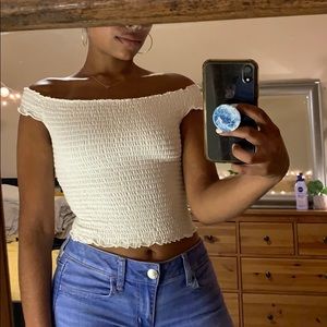 WHITE RUFFLE OFF THE SHOULDER TOP | FOREVER XXI